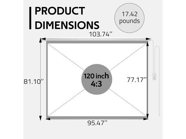 YODOLLA 120 inch Projector Screen Motorized,4:3 HD Retractable Electric Projector Screen 4K 3D Wall Mounted Ceiling Automatic Projection Screen...