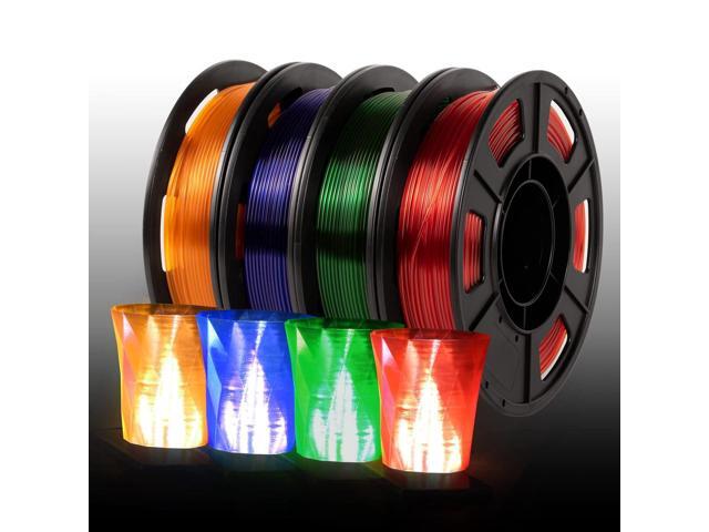 IEMAI Clear PETG Filament 1.75mm Bundle, Multicolour Crystal Transparent 3D Printer Filament 250gx4 Spools(1kg), Orange/Blue/Green/Red for...
