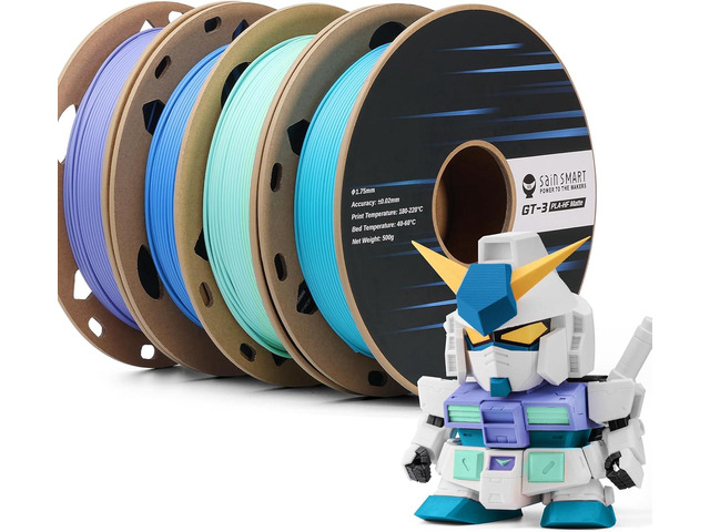 SainSmart GT-3 High Speed Matte PLA Filament Bundle, 3D Printer Filament Bundle Multicolor, 1.75mm 500g X 4 Spools, 4.4lbs (2kg) in Total High...