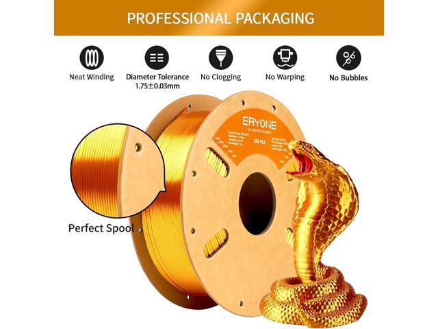 ERYONE Silk PLA Filament for 3D Printer, 1.75mm +/- 0.03mm, 1kg (2.1LBS)/Spool, Liquid Gold