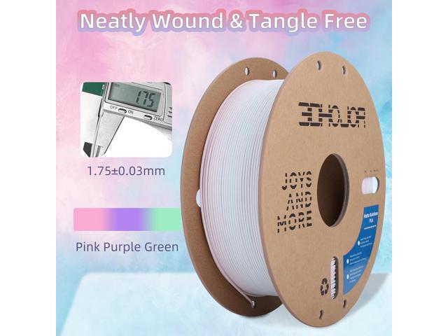 Matte Rainbow 3D Printer PLA Filament 1.75mm +/- 0.03 Multicolor Change Filament 1 KG(2.2lbs) Spool Fit Most FDM Printer-Pink Purple Green