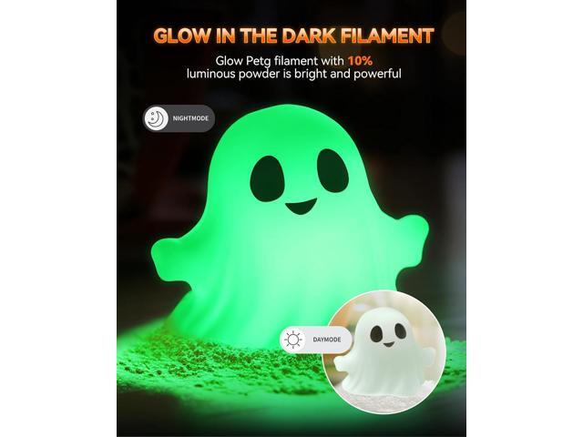TECBEARS Glow in The Dark Petg FilamentNeatly Wound 3D Printer Filament Bundle250g/Spool, 8 Packs (2 Spool of Black Petg and 6 Spool of Glowing...