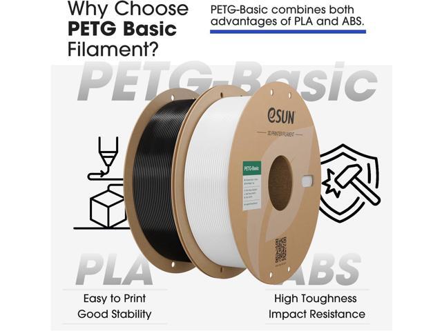 eSUN PETG Basic Filament 1.75mm, High Toughness Glossy PETG 3D Printing Filament, 1KG per Spool, 2 Spools 3D Printer Filament, Clear