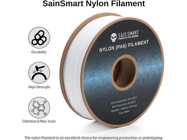 SainSmart PA6 Nylon Filament 1.75mm 3D Printer Filament, 1kg Cardboard Spool(2.2lbs), Dimensional Accuracy +/- 0.04 mm, Fit Most FDM Printer (White)