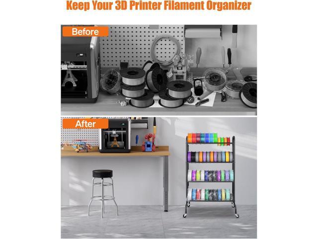 3D Printer Filament Storage Rack - 4 Tier Heavy Duty Metal Shelf Filaments Spool Holder for PLA/ABS/TPU, Organized for 3D Printing Studio, Office...