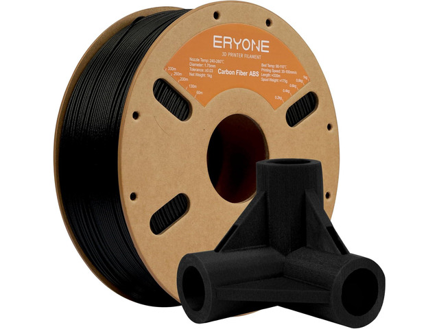 ERYONE ABS Filament, 3D Printer Filament 1.75mm +/- 0.03mm, 3D Printing Filament ABS+ 1kg Spool (2.2LBS), Heat-Resistant, ABS Carbon Fiber Black