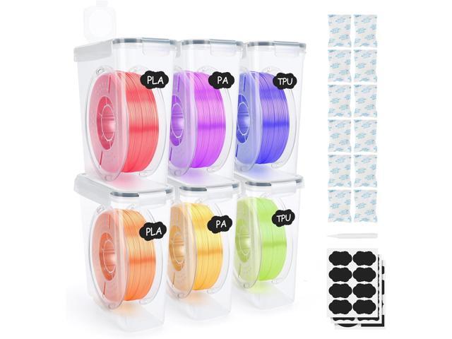 Filament Storage Box Kit- 6 Pack Filament Container for 3D Printing Filaments Sealing and Protection, Portable Filament Storage with Desiccant &...