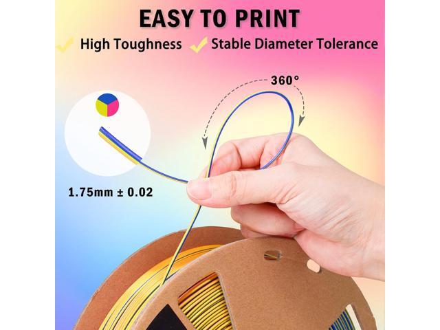 OVV3D 3D Printer Filament, PLA Filament 1.75mm, Tri-Colors Rainbow Silk PLA Filament, Rainbow PLA Filament with Silk PLA Red-Yellow-Blue, 3D...