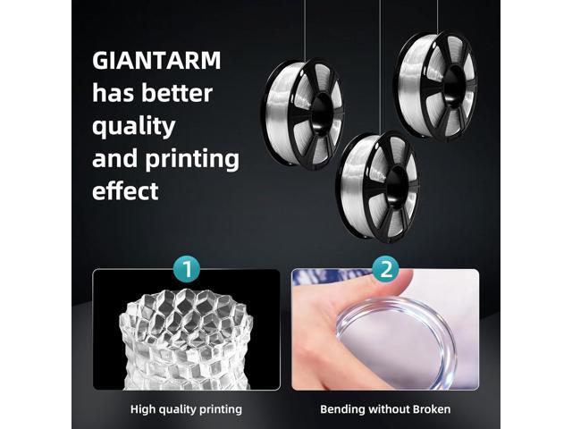 GIANTARM Clear PLA Filament, 1.75mm Transparent PLA 1kg Spool (2.2lbs), 3D Printer Filament with Vacuum Packaging