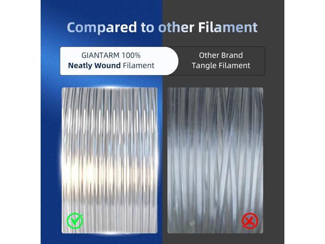 GIANTARM Clear PLA Filament, 1.75mm Transparent PLA 1kg Spool (2.2lbs), 3D Printer Filament with Vacuum Packaging