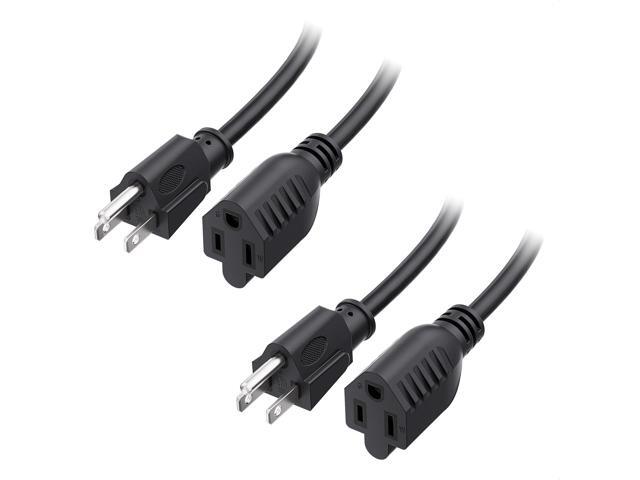 [ETL Listed] Cable Matters 2-Pack 16 AWG Heavy Duty 13A Power Extension Cord - 10ft, 3 Prong Power Cord Extension, NEMA 5-15P to NEMA 5-15R, Black
