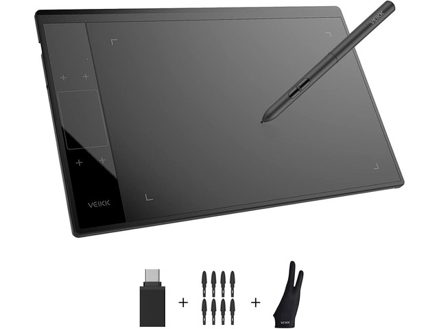 VEIKK A30 V2 Drawing Tablet 10x6 Inch Graphics Tablet with Unique Touch Gesture Pad, 8192 Pressure Battery-Free Pen, 4 Hotkeys, Compatible Windows...