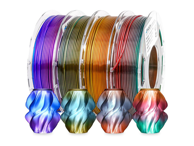 AMOLEN 3D Printer Filament Bundle, PLA Filament 1.75mm Transparent Multicolor, with Light Transmission Feature,Blue Purple,Yellow Green Purple,Blue...