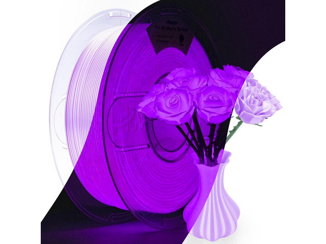 Amolen Glow in The Dark Pla FilamentShiny Silk & Glow 3D Printer Filament Pla Glow Pla Filament 1.75mm Purple, Best with UV Lamps, Dimensional...