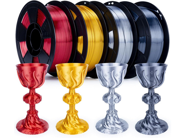 ZIRO Silk PLA Filament Bundle, 4 Packs1.75mm 3D Printing Filament Shiny, Glossy PLA for 3D Printing,1.75mm Metal-Like Surface Rich Color Spool, 1KG...