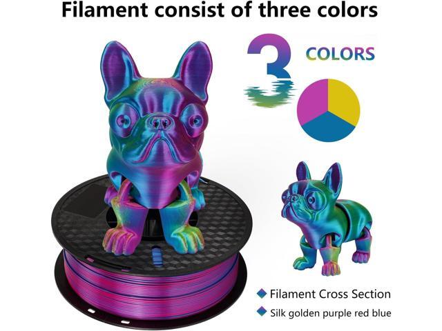 Kingroon PLA Filament, Multicolor Silk PLA Filament, Tri Color 3D Printer Filament, 1.75 mm, Dimensional Accuracy +/- 0.03 mm, 1kg Spool(2.2lbs),...