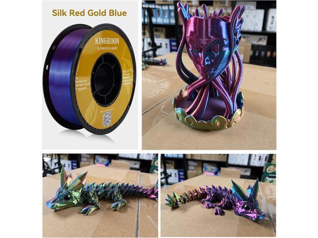 Kingroon PLA Filament, Multicolor Silk PLA Filament, Tri Color 3D Printer Filament, 1.75 mm, Dimensional Accuracy +/- 0.03 mm, 1kg Spool(2.2lbs),...