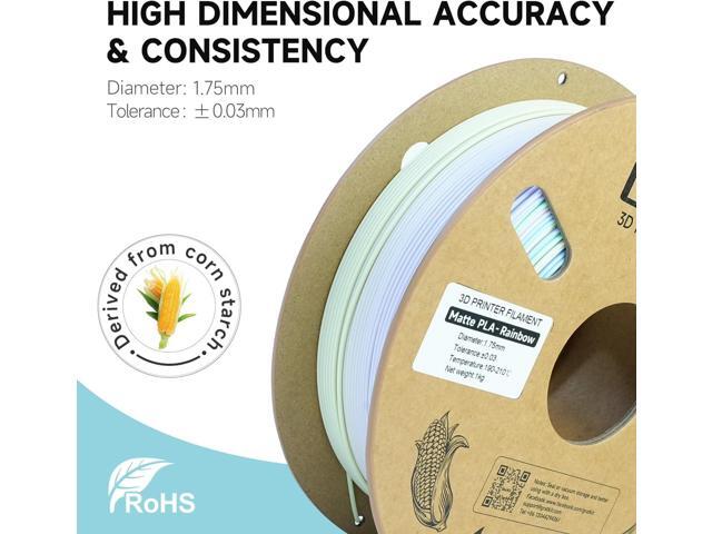 Gratkit Matte Rainbow PLA Filament 1.75mm, Color Change 3D Printer Filament, +/-0.03mm, Multicolor Gradient 3D Printing Filament High Speed Matte...