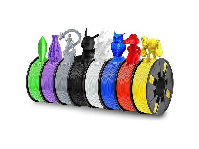 8 Pack PLA 3D Printer Filament, 1.75mm PLA 3D Printing Filament in Total 2KG, 8 Colors Dimensional Accuracy +/- 0.03 mm Widely Compatible for 3D...