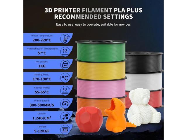 Hyper PLA+ 3D Printer Filament, High Toughness PLA Plus 3D Printing Filament 1.75mm, Enhanced Strength, Compatible with Bambu Lab & Most FDM 3D...