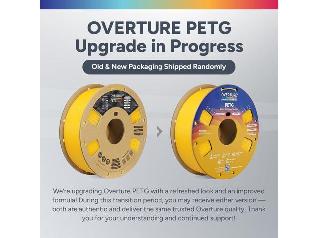 OVERTURE PETG 3D Printer Filament 1.75mm, Neatly Wound Durable PETG 1kg Spool (2.2lbs), Strong Toughness Filament, Dimensional Accuracy +/- 0.02mm,...