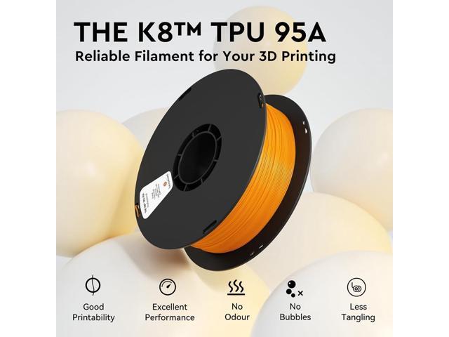 kexcelled High Speed TPU Filament 1.75mm,Yellow TPU 95A HF Flexible Soft 3D Printer Filament,1 kg Spool (2.2lbs), Excellent Elasticity,Fit Most 3D...