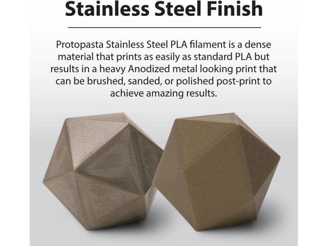 Protopasta Gold Stainless Steel Filled PLA 3D Printer Filament ProtoPlant Metal-Filled PLA Printer Filament 60% Steel Polish & Patina...