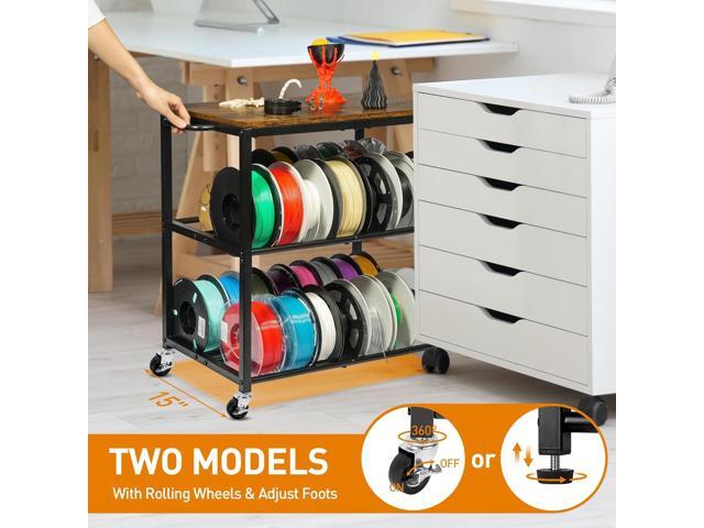ikkle 3D Printer Filament Storage Rack with Wheels Heavy Duty, 3-Tier Metal Filament Spool Holder, 3D Printer Filament Stand for PLA/ABS/TPU/Nylon,...