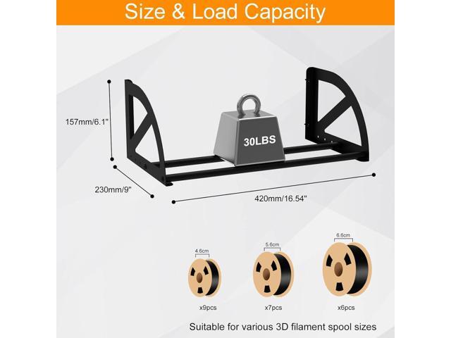 Demao 3D Printer Filament Rack, 2 Pack Wall-Mounted Filament Holder for 3D Printer Spool Storage up to 12 Rolls, Metal 3D Filament Storage Rack for...