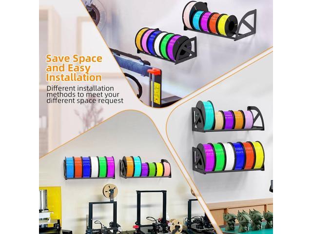 Demao 3D Printer Filament Rack, 2 Pack Wall-Mounted Filament Holder for 3D Printer Spool Storage up to 12 Rolls, Metal 3D Filament Storage Rack for...