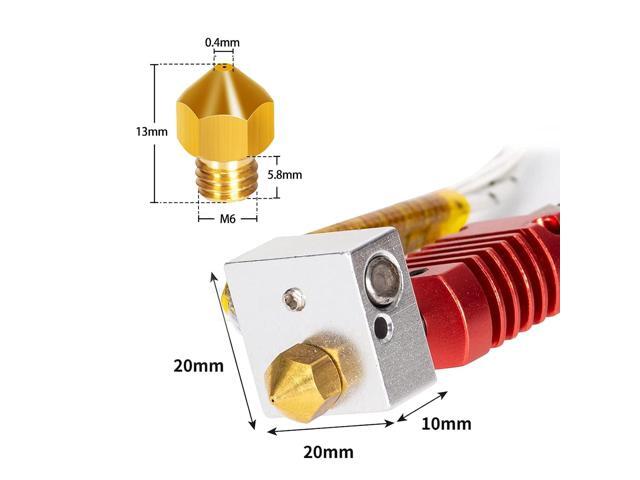 TRONXY MK10 Extruder Hot End Kit, 3D Printer Nozzles 0.4mm with Aluminum Heating Block, NTC 3950 100K Ohm Thermistor, 1M PTFE Teflon Tube...