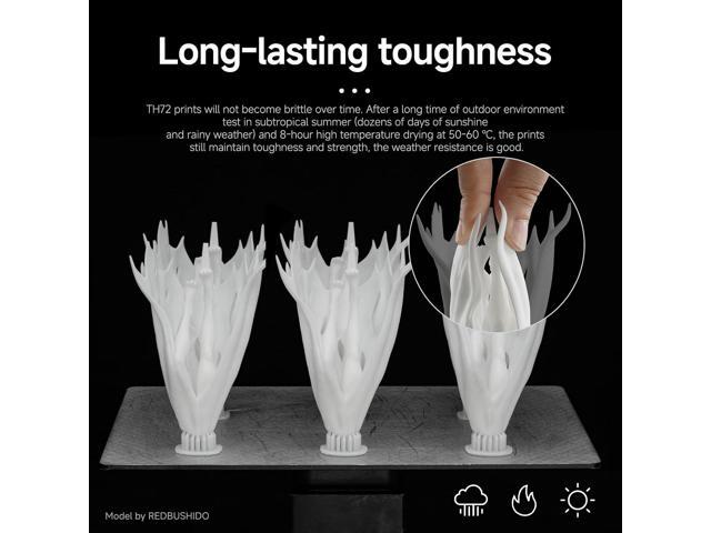 RESIONE TH72 Flexible Tough 3D Printer Resin, High Impact Resistance, Long-Lasting Toughness, Low Water Absorption, Crack-Resistant Hollow Prints,...
