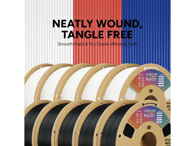 OVERTURE 10KG Bundle PLA Filament 1.75mm, Neatly Wound 3D Printer Filament 10 Pack 1kg Spool (2.2lbs), Dimensional Accuracy +/- 0.02 mm, Fit Most...