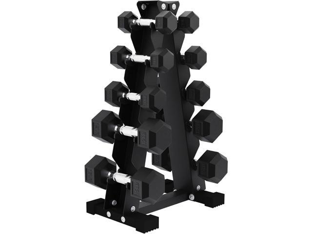 BalanceFrom Premium Rubber Encased Hex Dumbbell Sets, 46LBS Set, 60LBS Set, 100LBS Set
