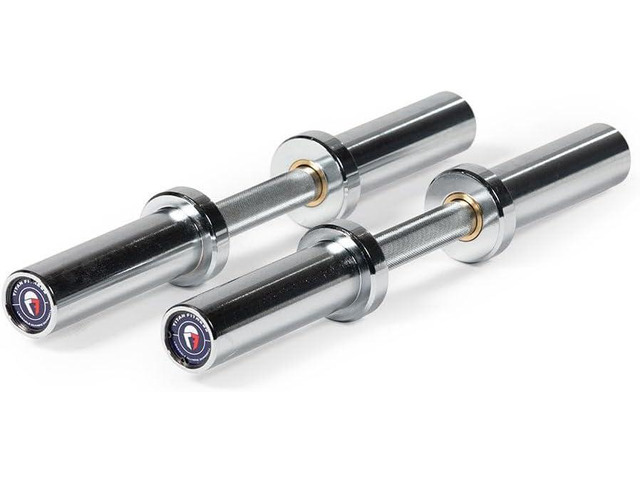 Titan Fitness Pair 20in Loadable Olympic Dumbbell Bars, 400 LB Capacity Each, Knurled Handles for Home Gym Strength Training