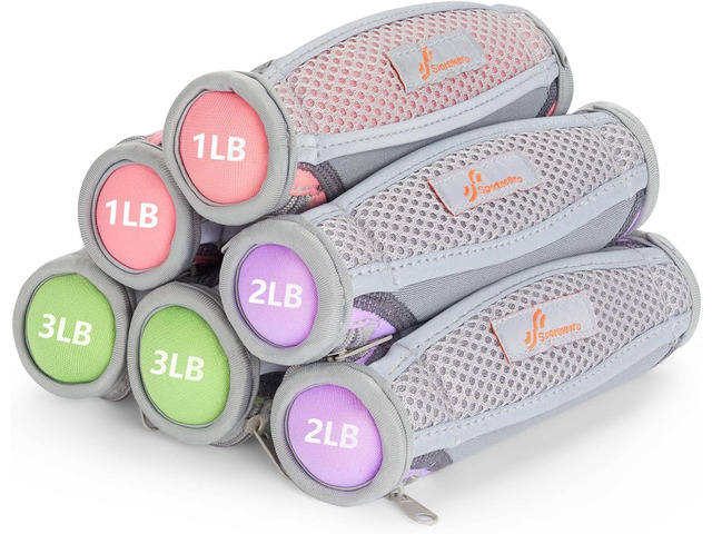 Sportneer Hand Weights for Women, Walking Weights Set 6pcs (1lb, 2lb, 3lb Each) Soft Dumbbells with Hand Strap for Home Workout, Running, Physical...