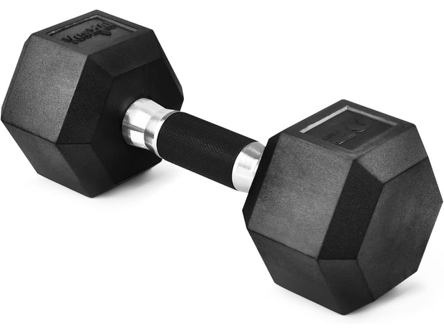 Yes4All Rubber Grip Encased Hex Dumbbell Hand Weights With Anti-Slip 5-50 LBS Single