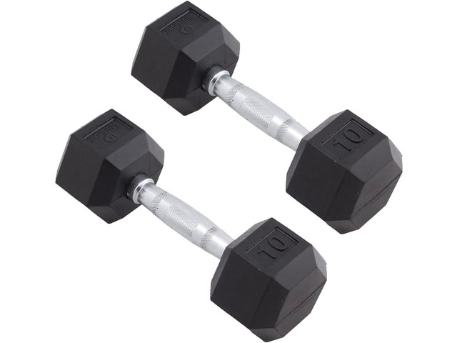 Body Sport Rubber Encased Hex Dumbbell Weight, Pair Dumbbells for Exercises Strength Training Equipment Home Gym Accessories Weight Training