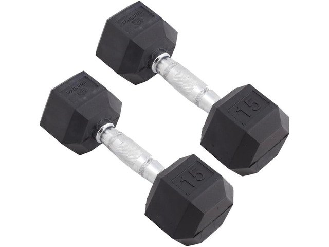 Body Sport Rubber Encased Hex Dumbbell Weight, Pair Dumbbells for Exercises Strength Training Equipment Home Gym Accessories Weight Training