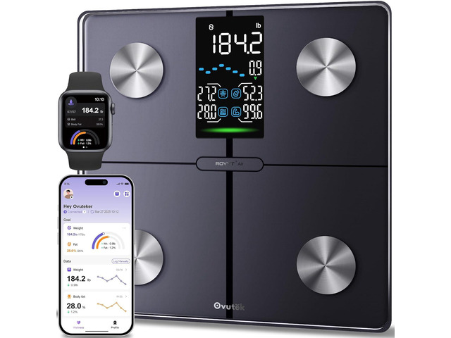 Ovutek Smart Scale for Body Weight, Professional Bathroom Digital Scale with BMI, Body Fat, Muscle Mass, Most Accurate to 0.05lb, Large Display...