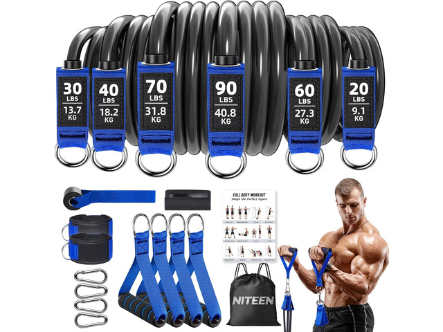 Heavy Resistance Bands for Working Out, NITEEN Resistance Bands with Handles Weight Exercise Bands for Men Women, Workout Bands with Door Anchor...