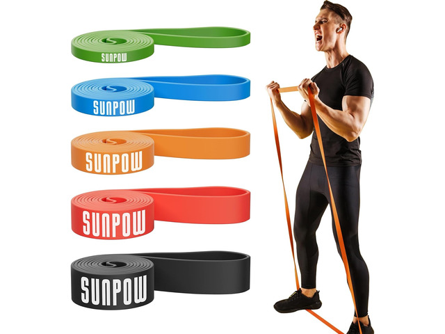 SUNPOW Pull Up Assistance Bands, Set of 5 Heavy Duty Resistance Bands for Men & Women, Natural Latex Exercise Bands for Pull-Up Progression, Home...