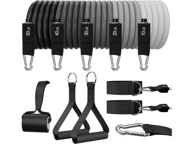 WHATAFIT Resistance Bands, Exercise Bands, Workout Bands with Handles, Door Anchor and Ankle Straps, 5 Resistance Levels Fitness Bands for Strength...