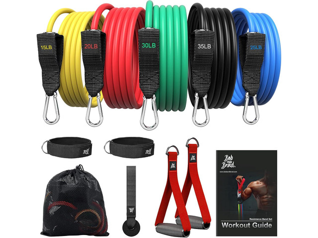 BOB AND BRAD Resistance Bands Set, Stackable Up to 125-150 lbs Workout Bands with Handles, Door Anchor & Ankle Straps - Heavy Duty Exercise Bands...