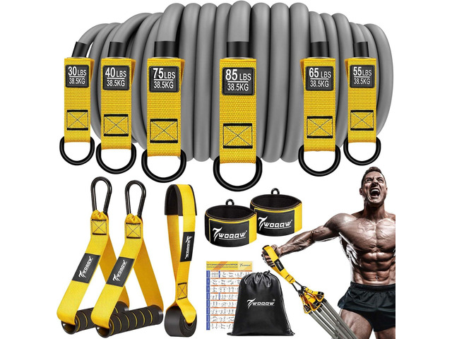 WOQQW Heavy Resistance Bands for Working Out, 350lbs/450lbs Exercise Bands with Handles, Workout Bands Set for Men, Fitness Weight Bands for Muscle...