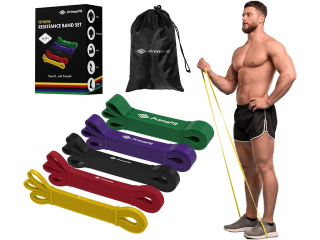 PrimaFit Resistance Bands - Workout, Gym & Pull Up Assistance Bands - Dumbbell Alternative, Stretching - For Men & Women