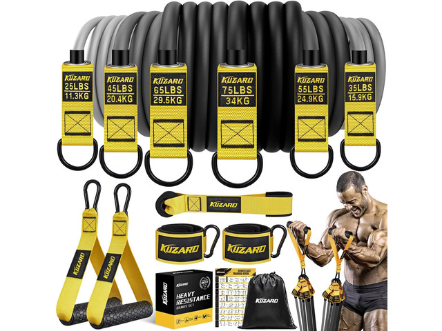 KUZARO Heavy Resistance Bands for Working Out, 300lbs/360lbs Heavy Exercise Bands with Handles, Resistance Bands for Men, Weight Bands Set for...
