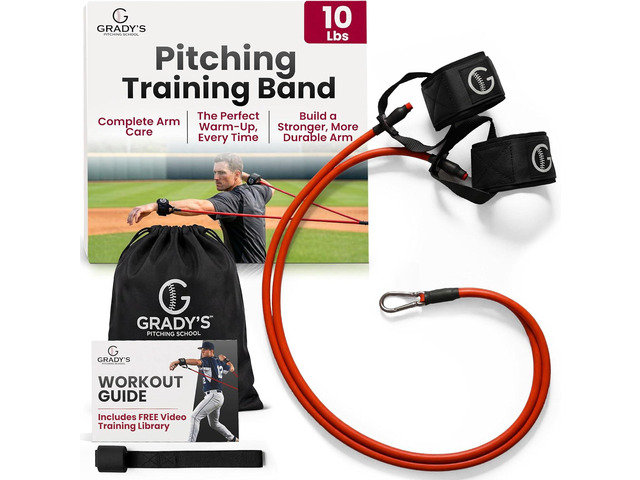 Grady's Pitching School Baseball Resistance Bands for Pitchers Pitching Bands for Arm Strength & Arm Care, Baseball Stretching Bands for Warm-Up &...