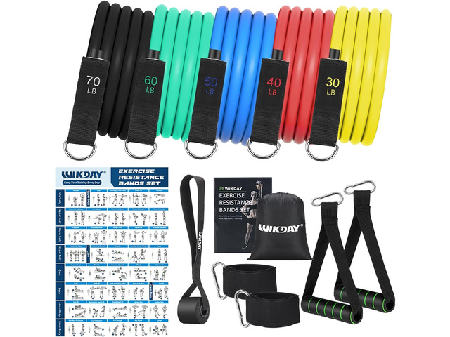 WIKDAY Exercise Resistance Bands with Handles for Working Out Workout Bands Set with Door Anchor for Physical Therapy, Yoga, Pilates