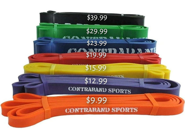 Contraband Sports 7419 41in Loop Elastic Resistance Bands, Weight Lifting Bands, Powerlifting Bands, Pullup Assistance Bands, and Yoga Stretch...